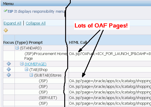 Lots of OA Framework Pages screenshot: 